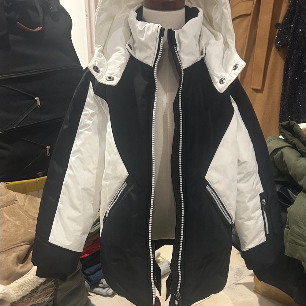 Black and White Hooded Jacket